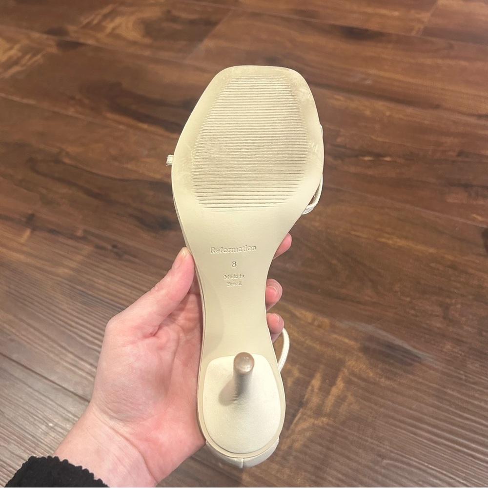 Reformation Gigi Strappy Mid Heel Sandal - White/Cream - Picture 15 of 15